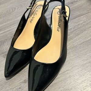 Bella Vita Black Patent Slingback Mules